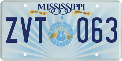 MS license plate ZVT063