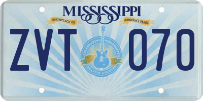 MS license plate ZVT070