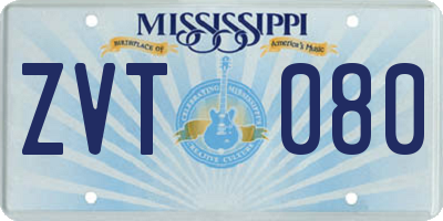 MS license plate ZVT080