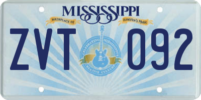 MS license plate ZVT092