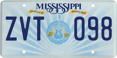 MS license plate ZVT098