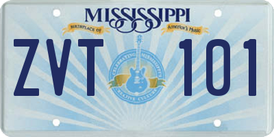 MS license plate ZVT101