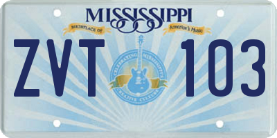 MS license plate ZVT103