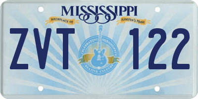 MS license plate ZVT122
