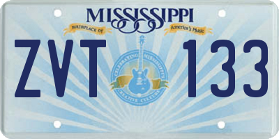 MS license plate ZVT133