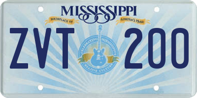 MS license plate ZVT200