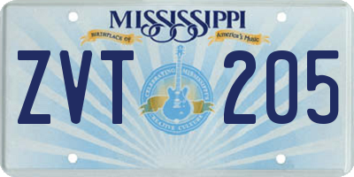 MS license plate ZVT205