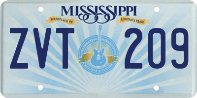 MS license plate ZVT209