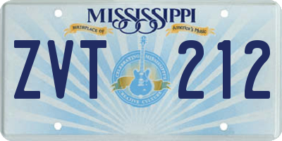 MS license plate ZVT212