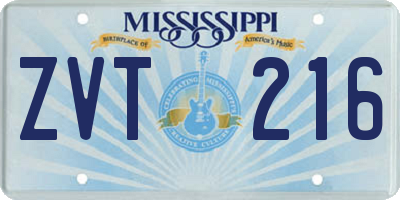 MS license plate ZVT216