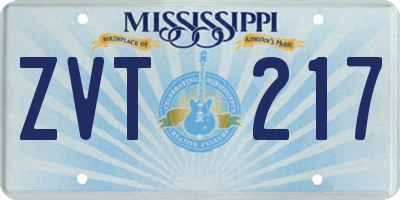 MS license plate ZVT217