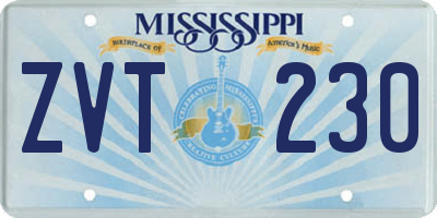 MS license plate ZVT230