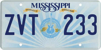 MS license plate ZVT233