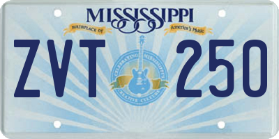 MS license plate ZVT250