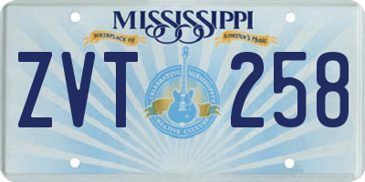MS license plate ZVT258