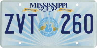 MS license plate ZVT260