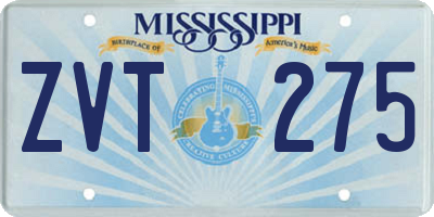 MS license plate ZVT275