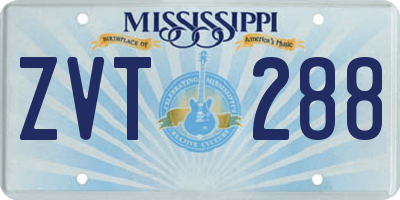 MS license plate ZVT288