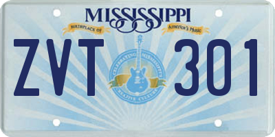 MS license plate ZVT301