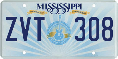 MS license plate ZVT308