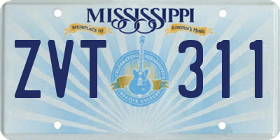 MS license plate ZVT311