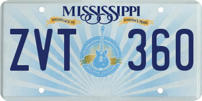 MS license plate ZVT360