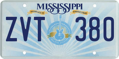 MS license plate ZVT380