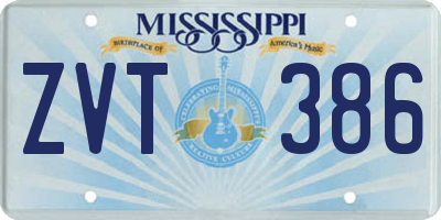 MS license plate ZVT386
