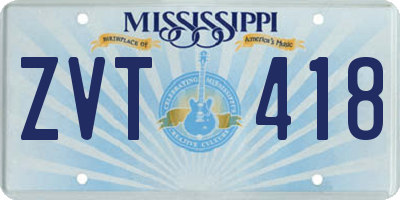 MS license plate ZVT418