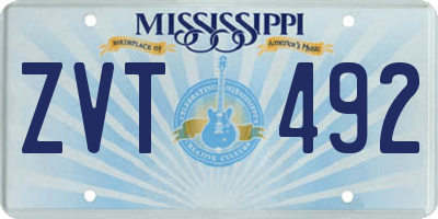 MS license plate ZVT492