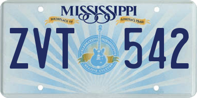 MS license plate ZVT542