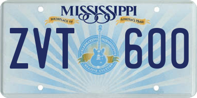 MS license plate ZVT600