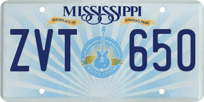 MS license plate ZVT650