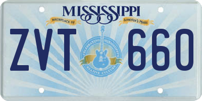 MS license plate ZVT660