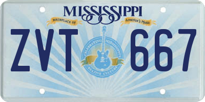 MS license plate ZVT667