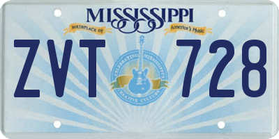 MS license plate ZVT728