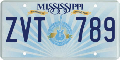 MS license plate ZVT789