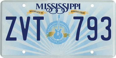 MS license plate ZVT793