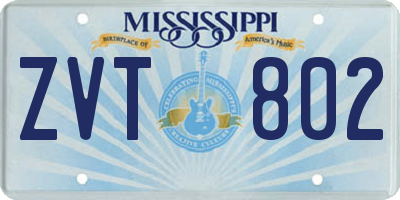 MS license plate ZVT802