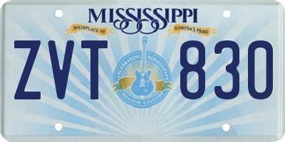 MS license plate ZVT830