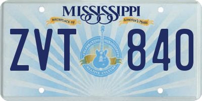 MS license plate ZVT840