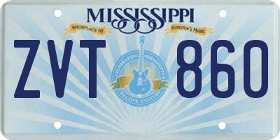 MS license plate ZVT860