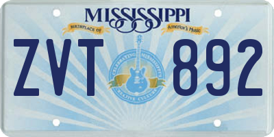 MS license plate ZVT892