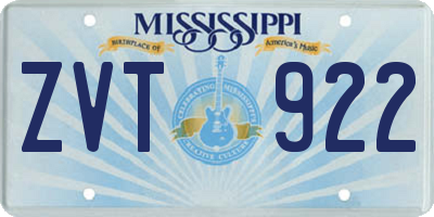 MS license plate ZVT922
