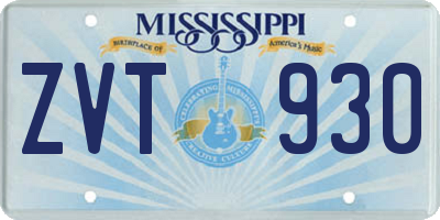 MS license plate ZVT930