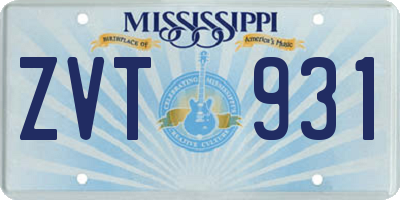 MS license plate ZVT931