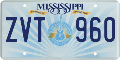 MS license plate ZVT960