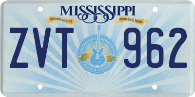 MS license plate ZVT962
