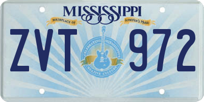 MS license plate ZVT972