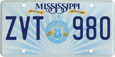 MS license plate ZVT980